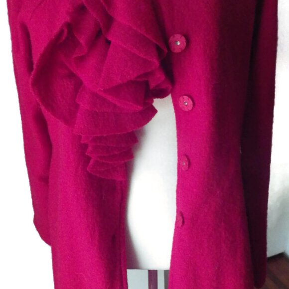 Boiled Wool Red Coat Dress/ Cynthia Rowley/ Size M - Picture 2 of 6